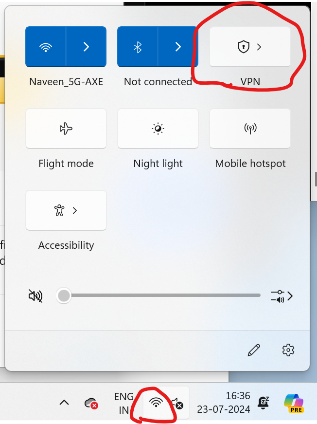 Network Icon with VPN Option